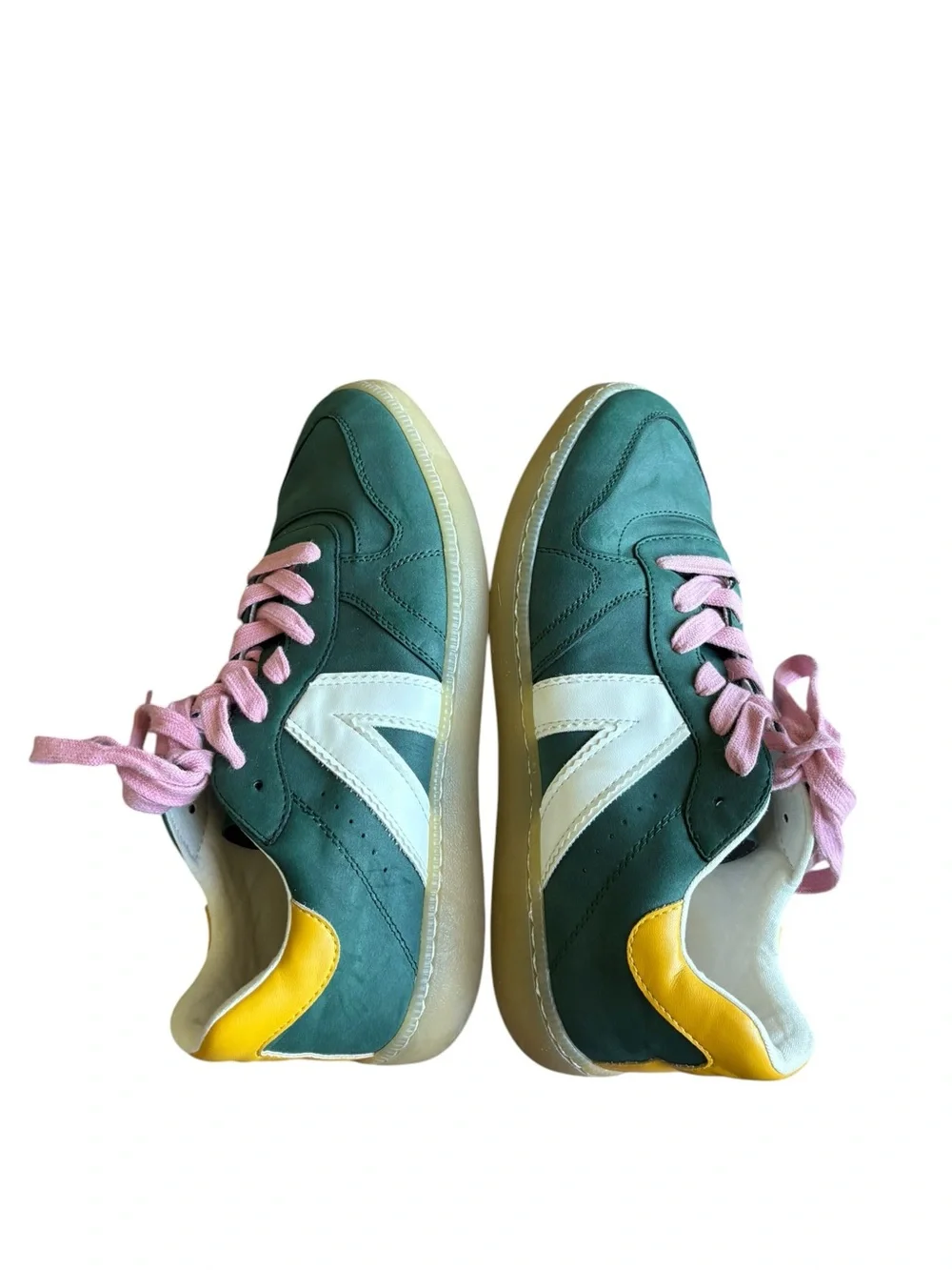 MIA Girl Kloie Dark Green Multi Colorblock Sneakers Pink Laces size 10 - Picture 5 of 8